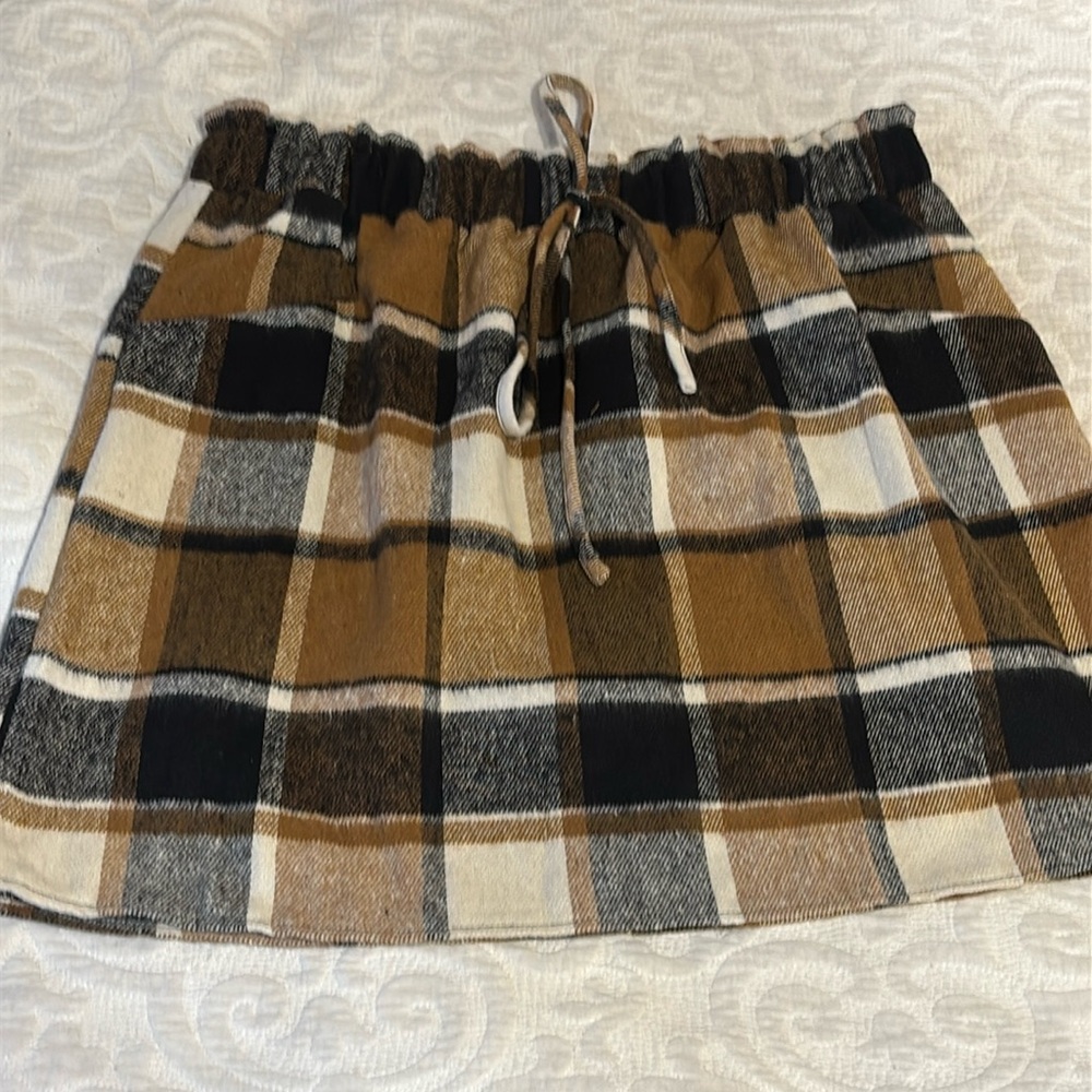 SHEIN curve brown plaid skirt